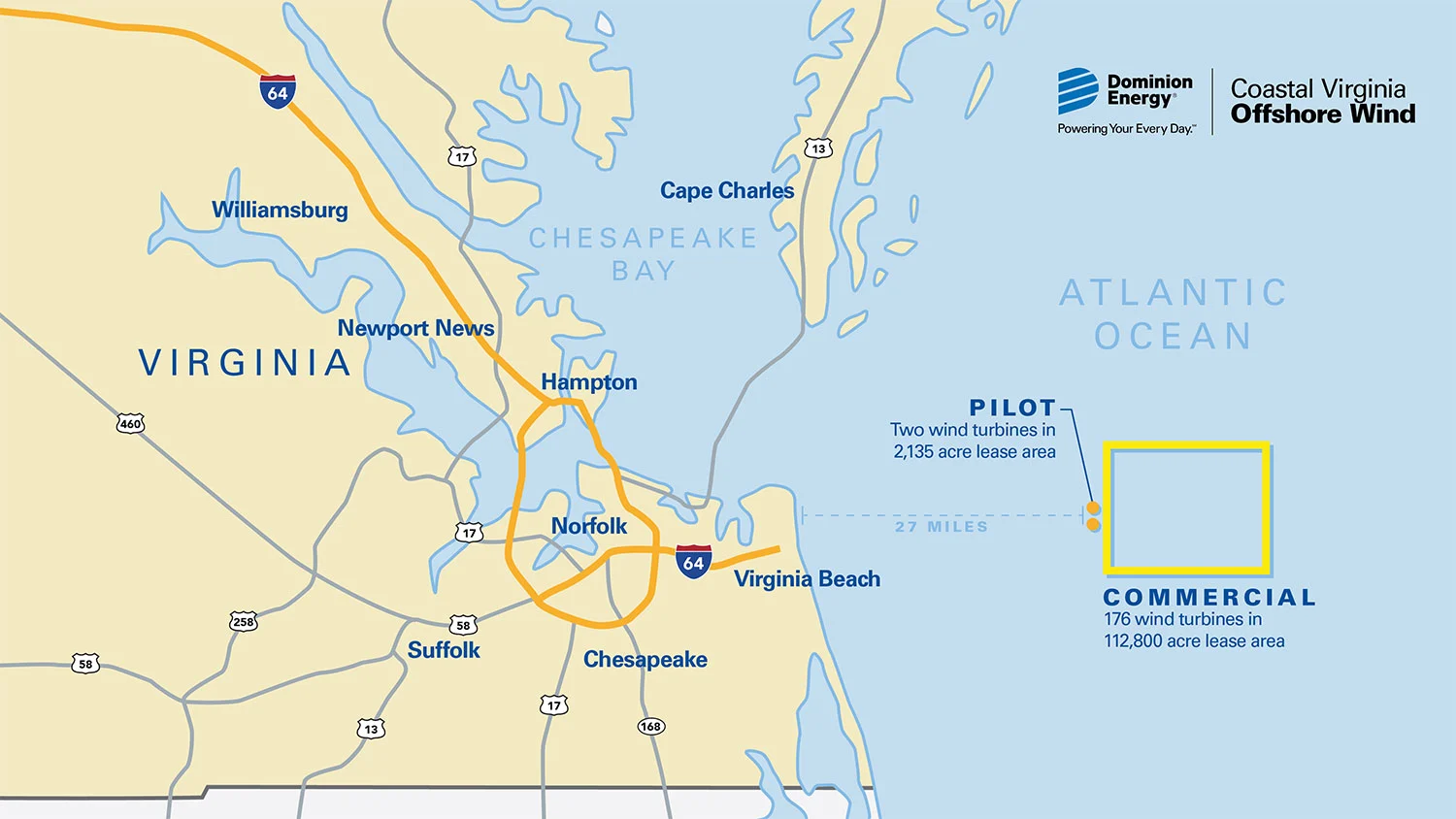 Coastal Virginia Offshore Wind (CVOW) location map