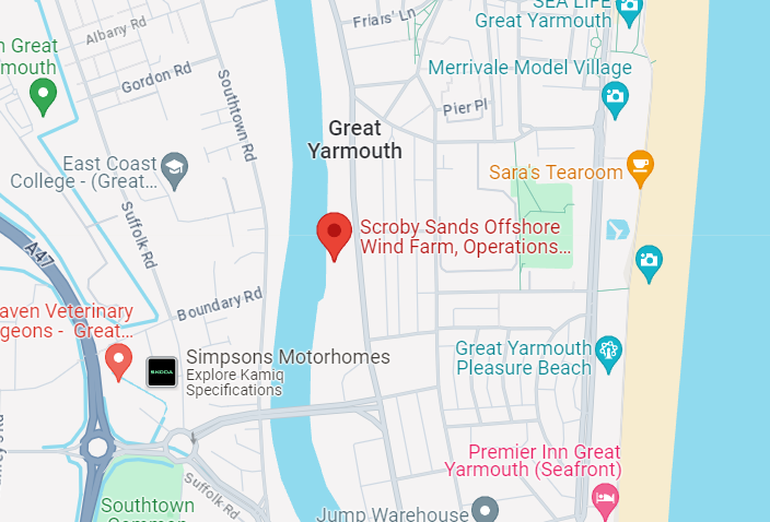 Scorby sands offshore wind farm location map