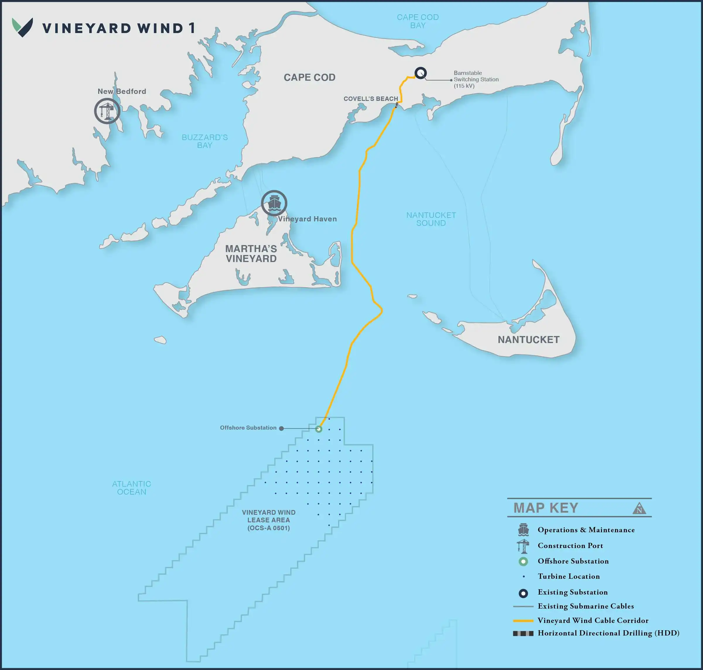 Vineyard offshore wind farm location map