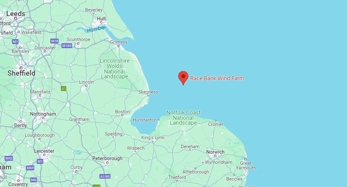 Racebank wind farm location map
