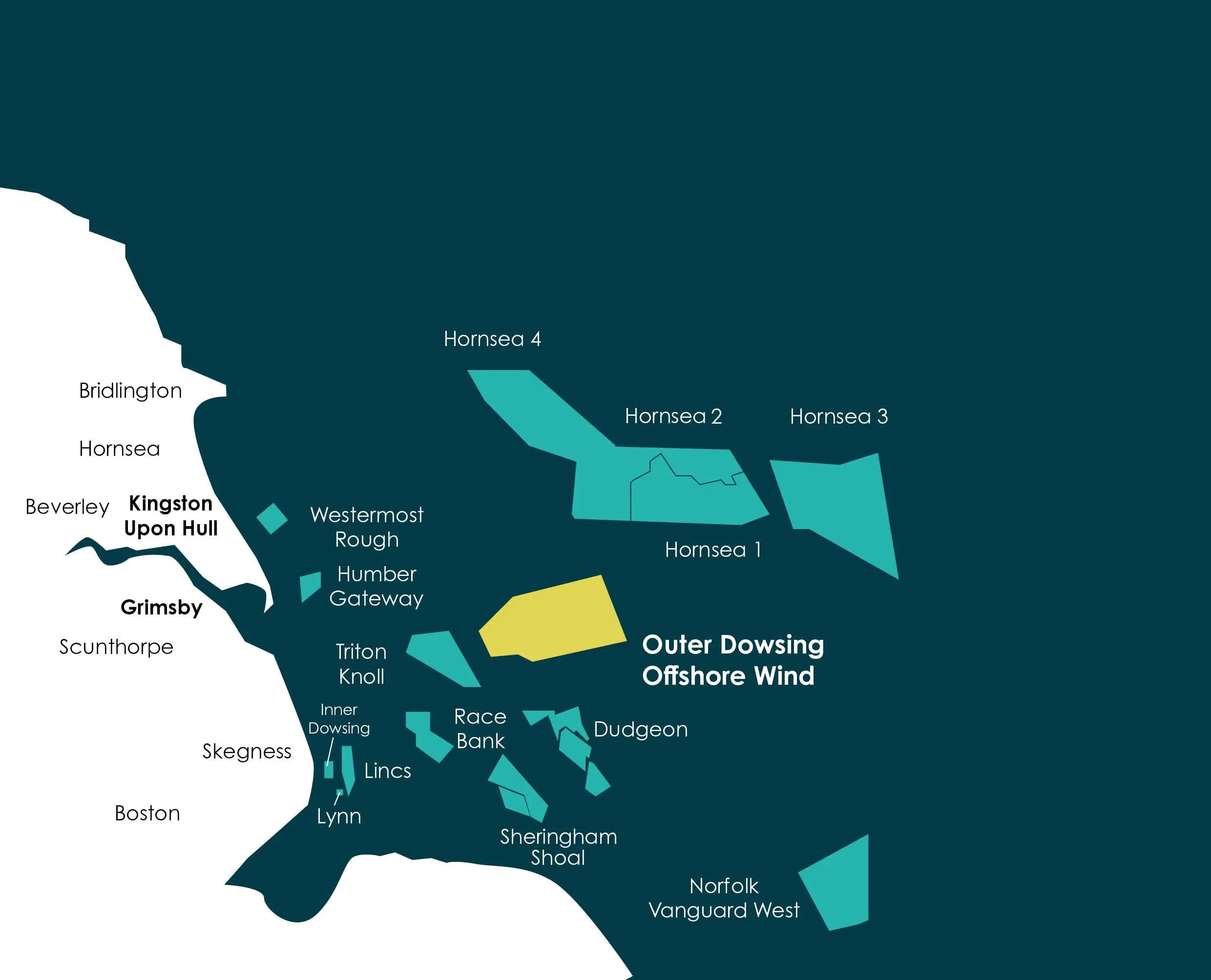 Outer Dowsing Offshore Wind Farm location map 