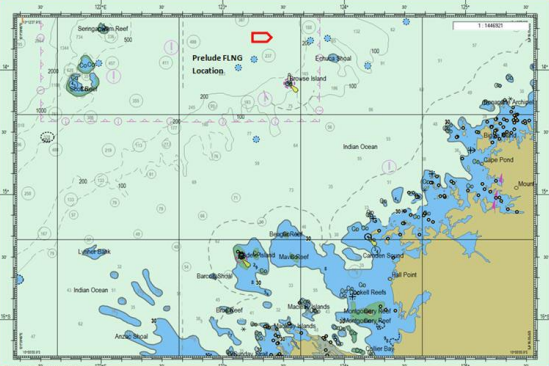 Shell Prelude FLNG location map