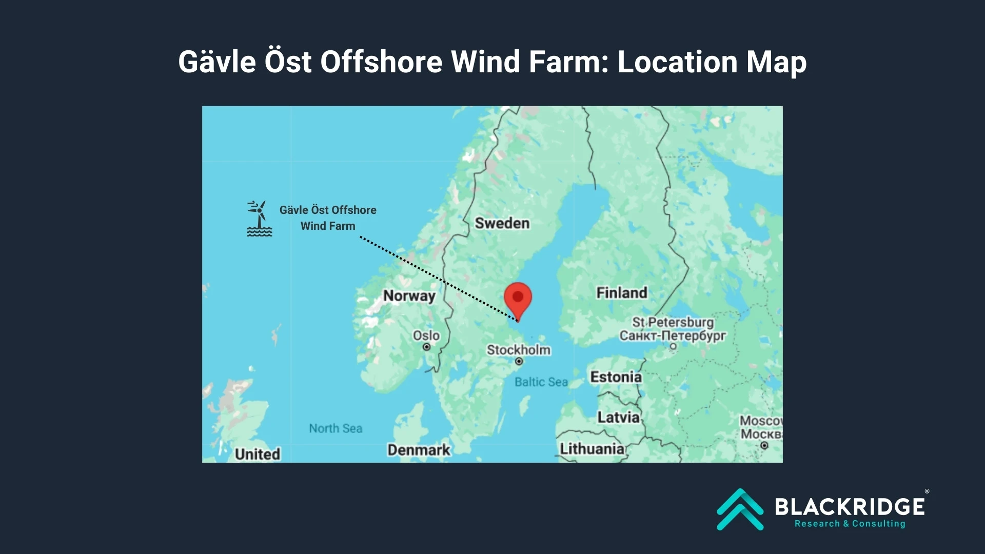 Gavle east wind farm in sweden map